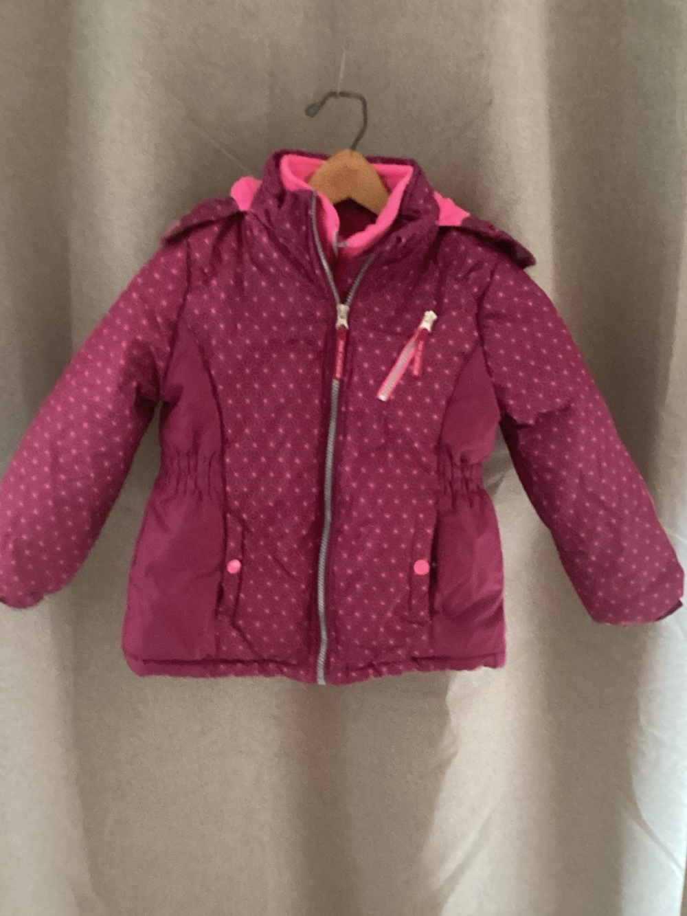 Pink Platinum Girls' Pink & Magenta Winter Puffer Jacket with Hood